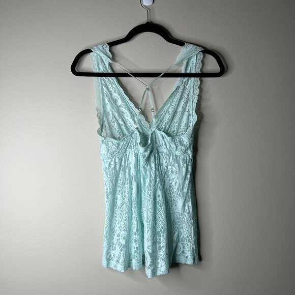 Flora Nikrooz Mint Green Lace Lingerie Tank Top Women's Size Large L - Picture 6 of 6